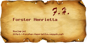 Forster Henrietta névjegykártya