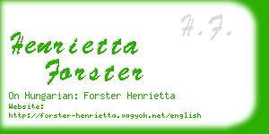 henrietta forster business card